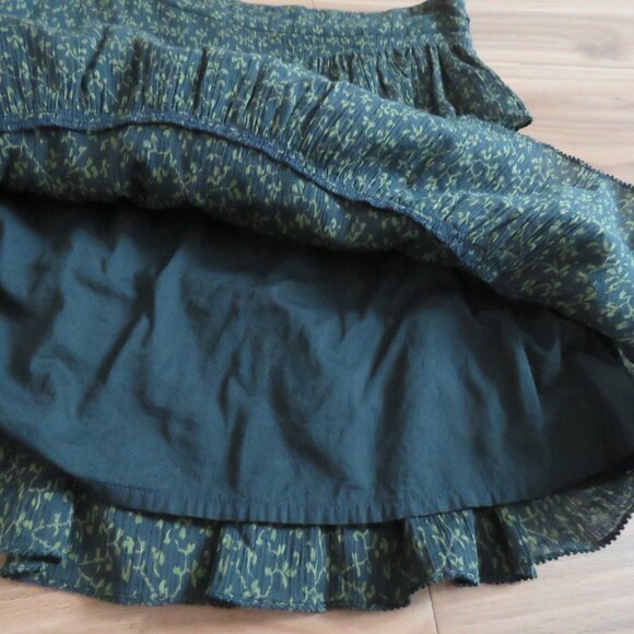 ULLA JOHNSON Ella Tiered Micro Dark Floral Ruffle Crepe Skirt Academia Boho 4 - Picture 10 of 11